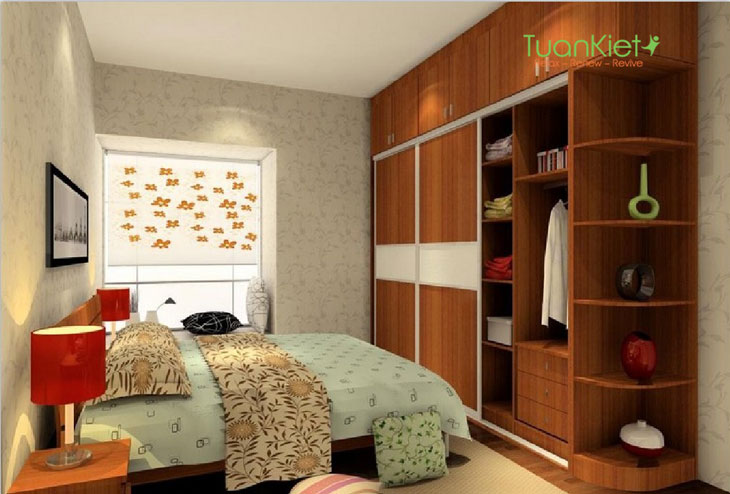 Sử dụng tủ đa năng giúp tiết kiệm không gian phòng ngủ. 